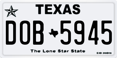 TX license plate DOB5945