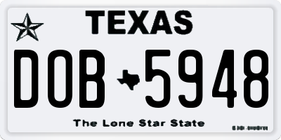 TX license plate DOB5948