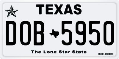 TX license plate DOB5950