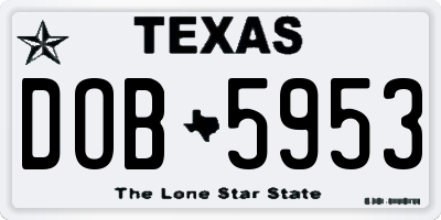 TX license plate DOB5953