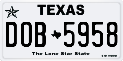 TX license plate DOB5958