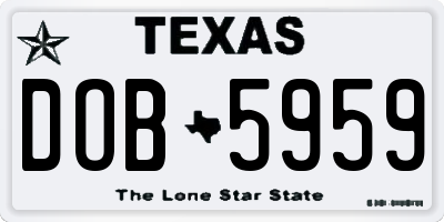 TX license plate DOB5959
