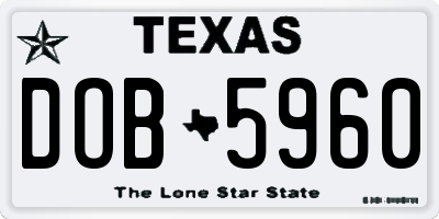 TX license plate DOB5960