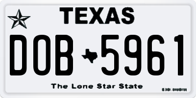 TX license plate DOB5961