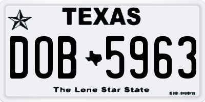 TX license plate DOB5963