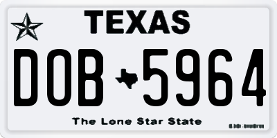 TX license plate DOB5964