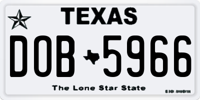 TX license plate DOB5966