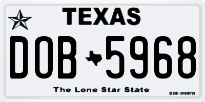 TX license plate DOB5968