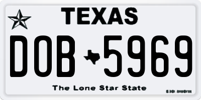 TX license plate DOB5969