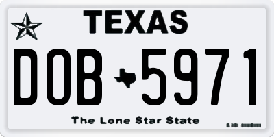 TX license plate DOB5971