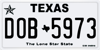 TX license plate DOB5973