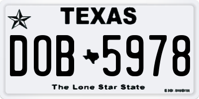 TX license plate DOB5978
