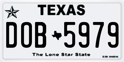 TX license plate DOB5979