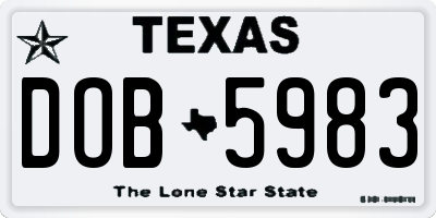 TX license plate DOB5983