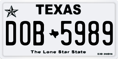 TX license plate DOB5989