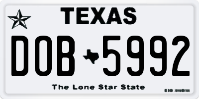 TX license plate DOB5992