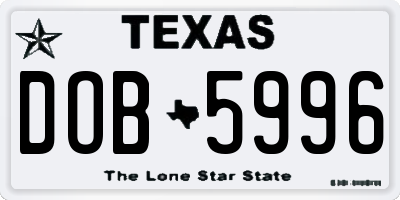 TX license plate DOB5996