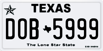 TX license plate DOB5999