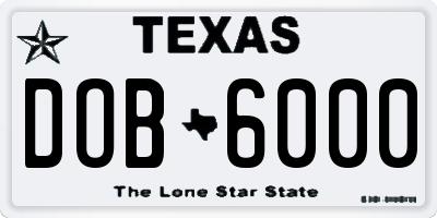 TX license plate DOB6000