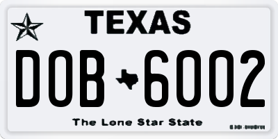 TX license plate DOB6002