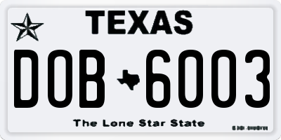 TX license plate DOB6003