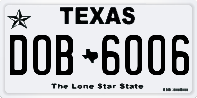 TX license plate DOB6006