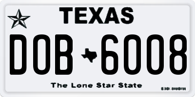 TX license plate DOB6008