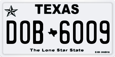 TX license plate DOB6009