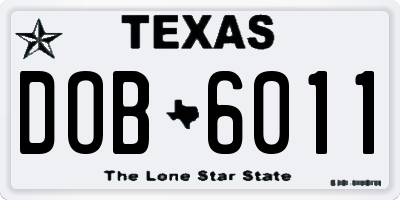 TX license plate DOB6011