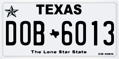 TX license plate DOB6013