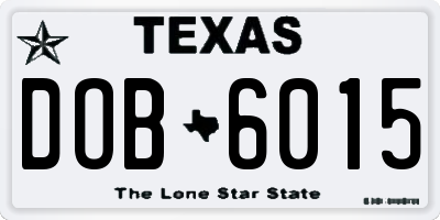 TX license plate DOB6015