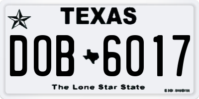 TX license plate DOB6017
