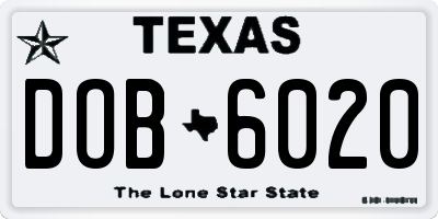 TX license plate DOB6020