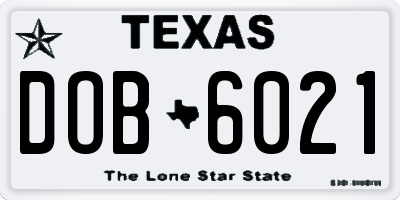 TX license plate DOB6021