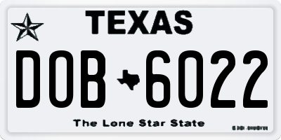 TX license plate DOB6022