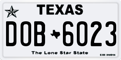 TX license plate DOB6023