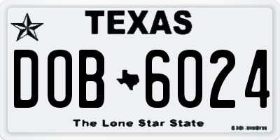 TX license plate DOB6024