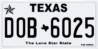 TX license plate DOB6025