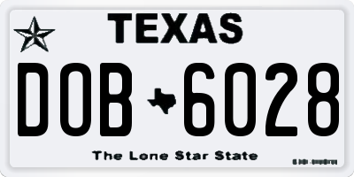 TX license plate DOB6028
