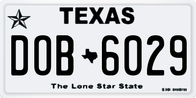 TX license plate DOB6029