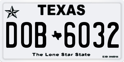 TX license plate DOB6032