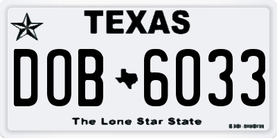 TX license plate DOB6033