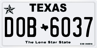 TX license plate DOB6037