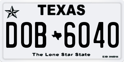 TX license plate DOB6040