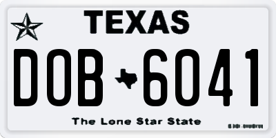 TX license plate DOB6041