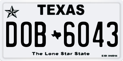 TX license plate DOB6043