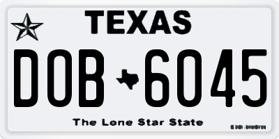 TX license plate DOB6045