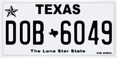 TX license plate DOB6049