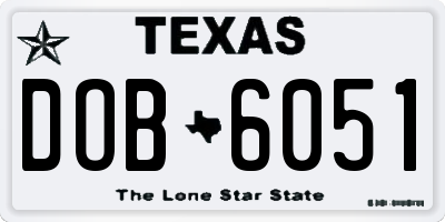 TX license plate DOB6051