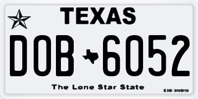 TX license plate DOB6052